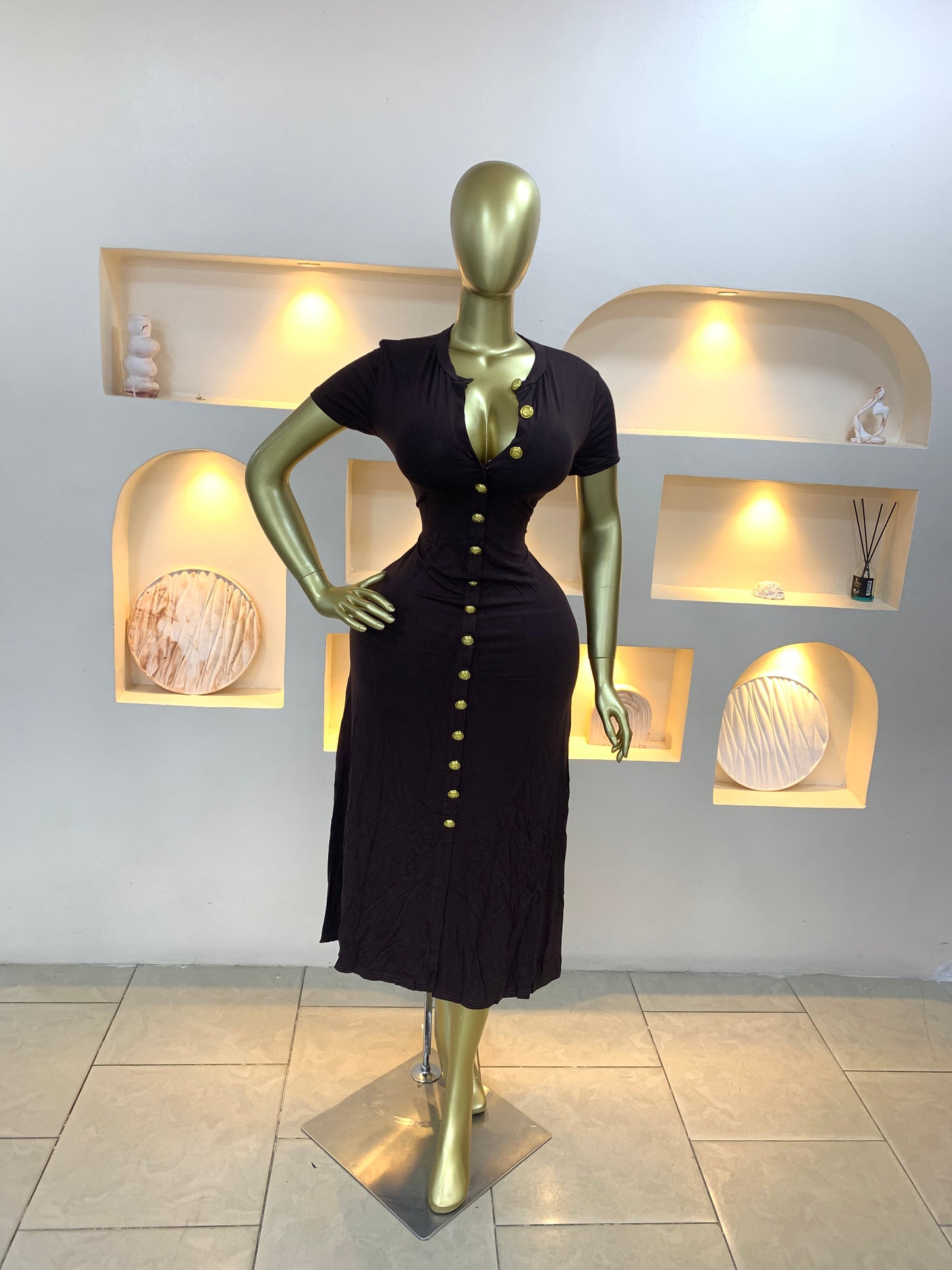 Gold Button dress MW127