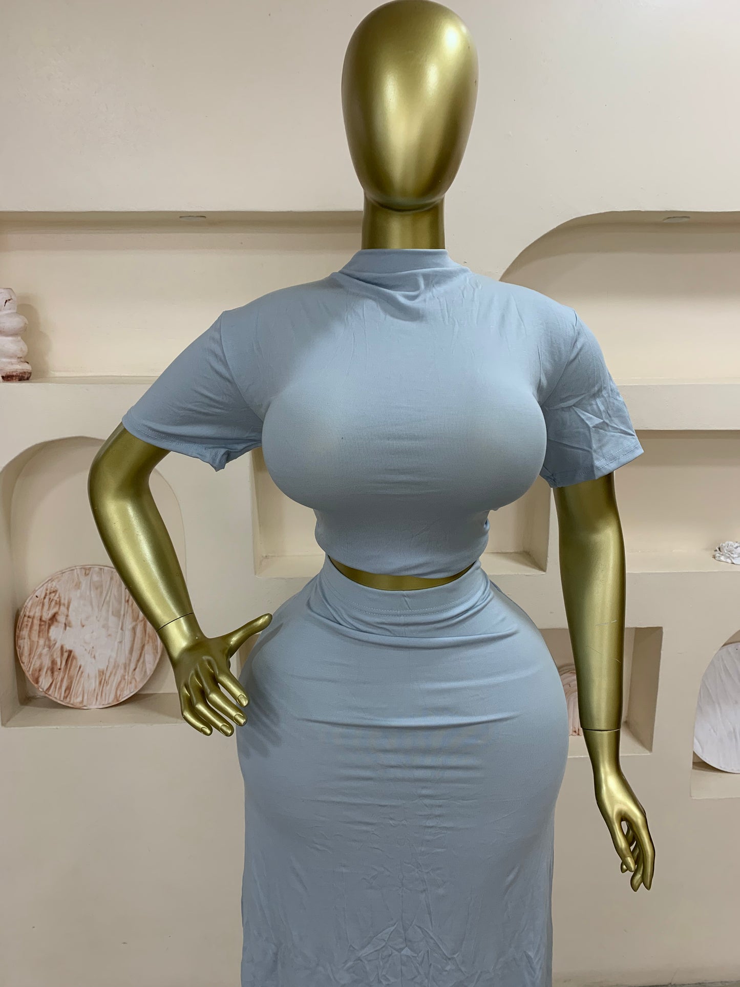 Plain Turtle Neck Two Piece JJ111