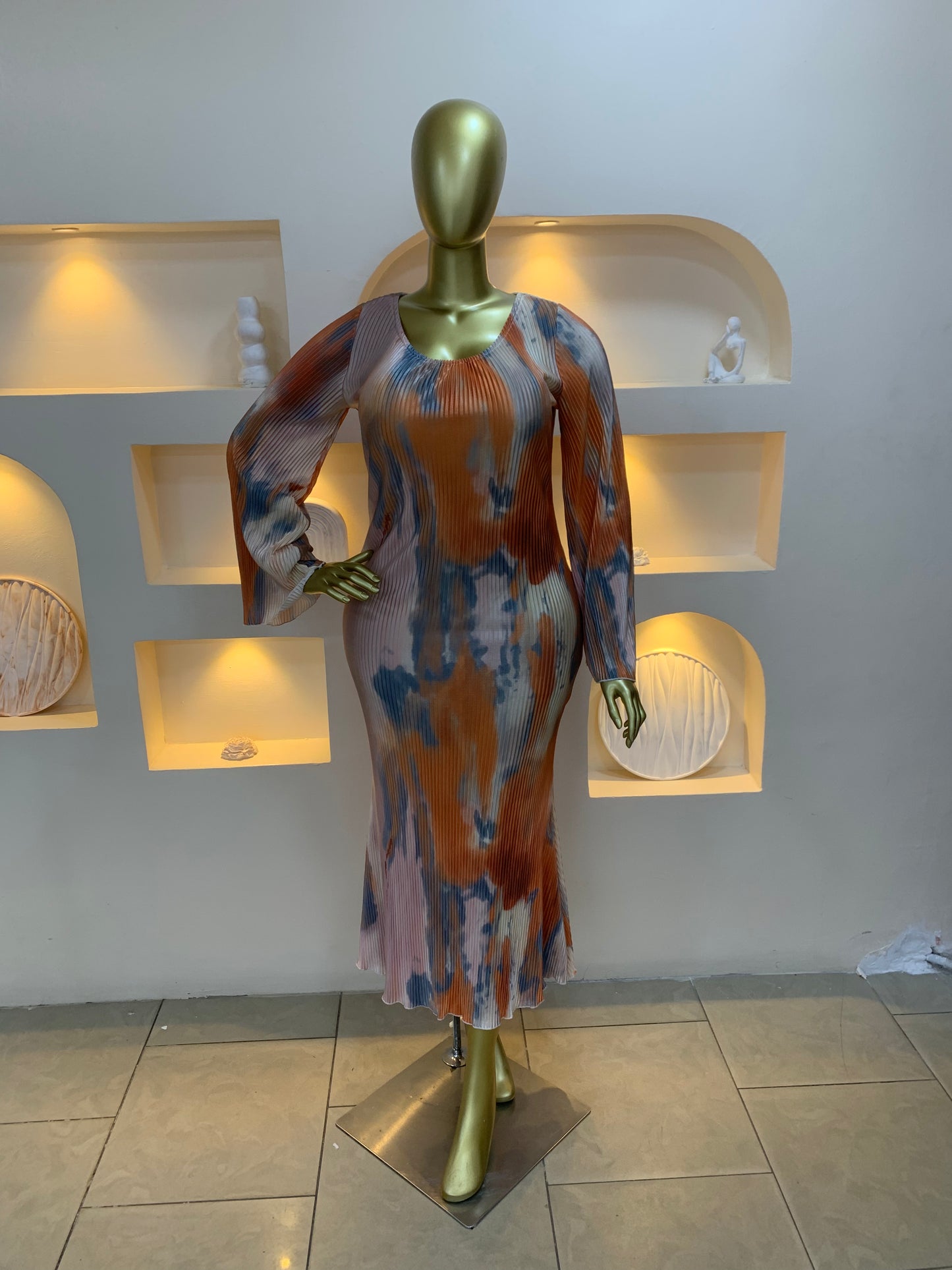 Accordion chiffon dress