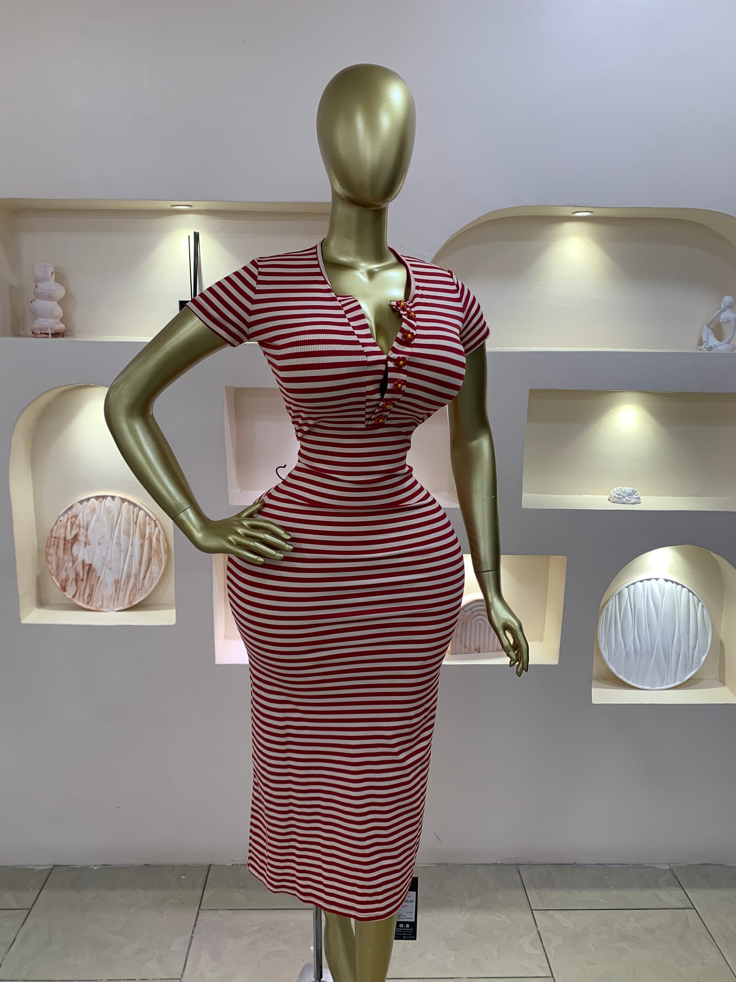 Citron stripe bodycon dress Tmf004