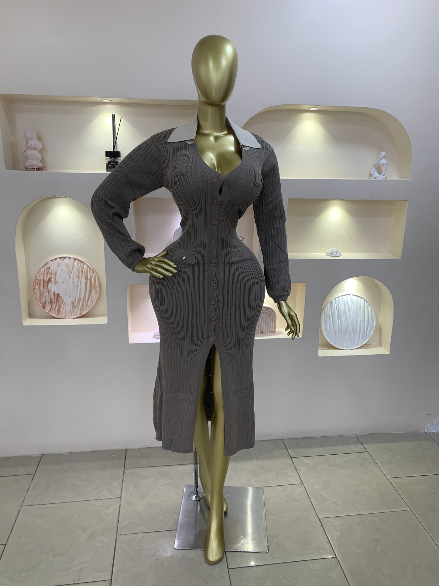 Hole collar dress TMF013