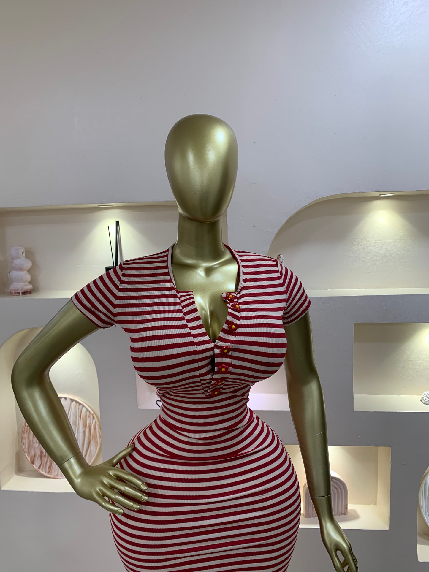 Citron stripe bodycon dress Tmf004