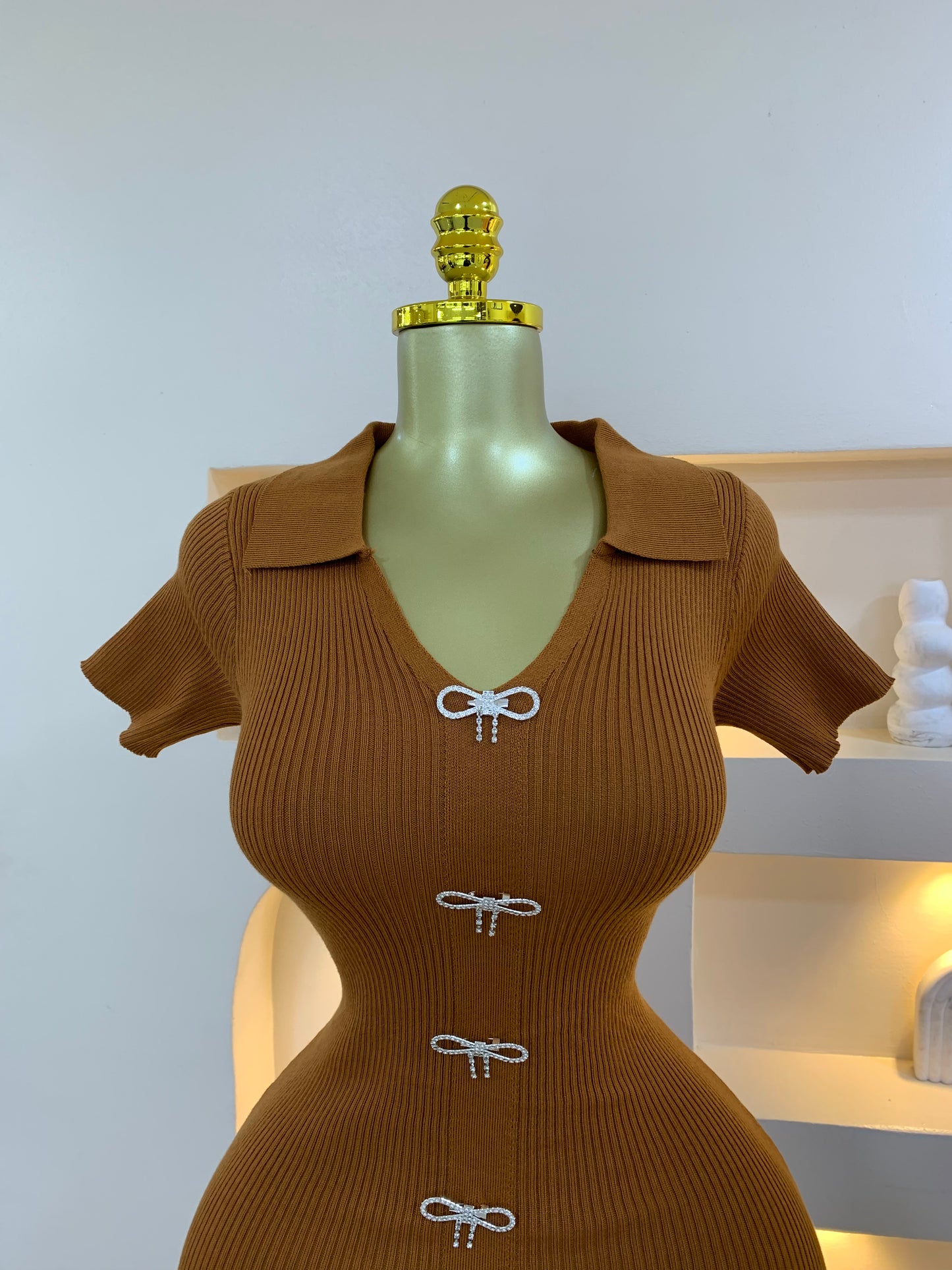 Silver Bow Brooch Dress ZT601