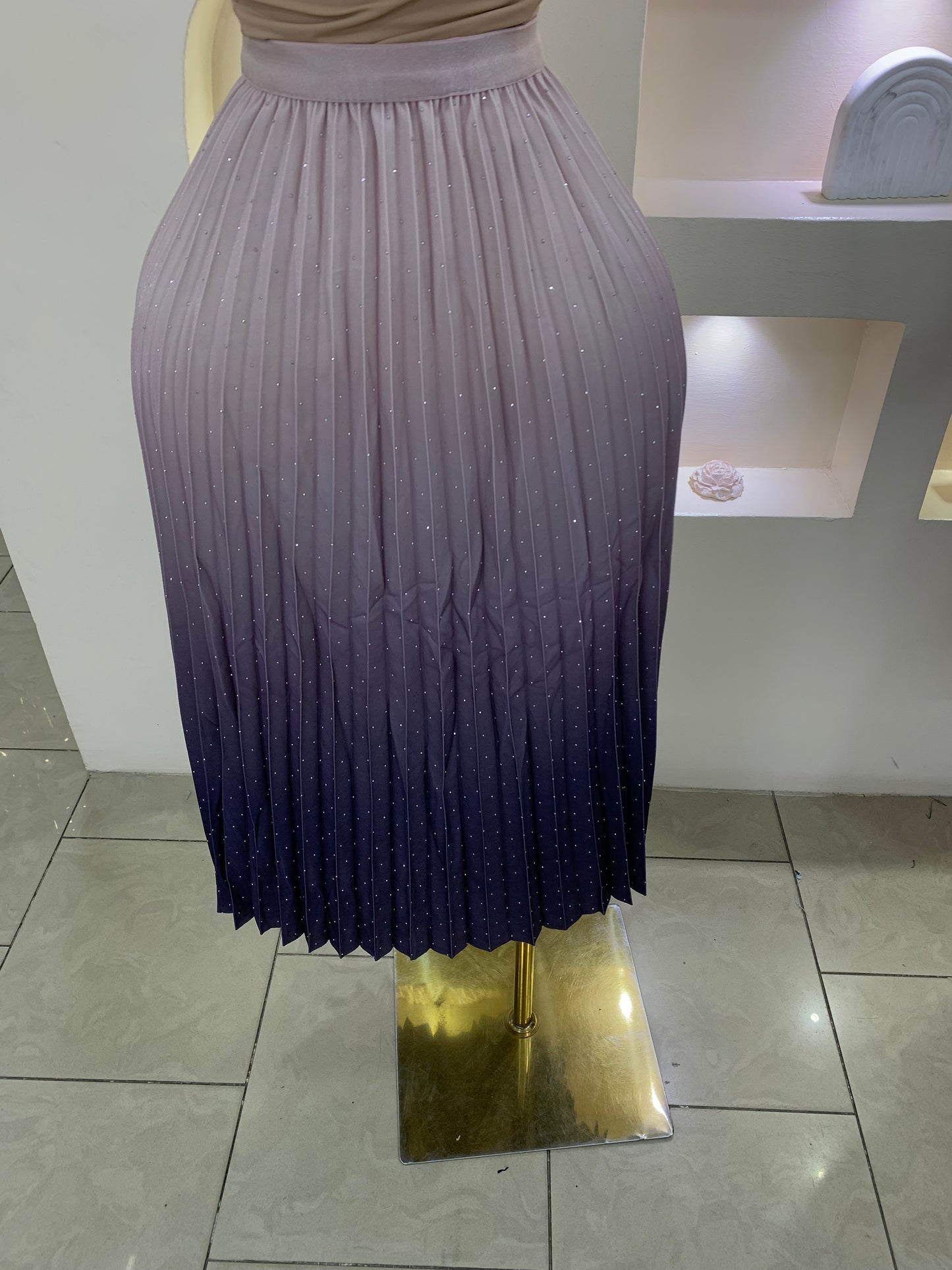 Ombre Pleated Stone Skirt SS112