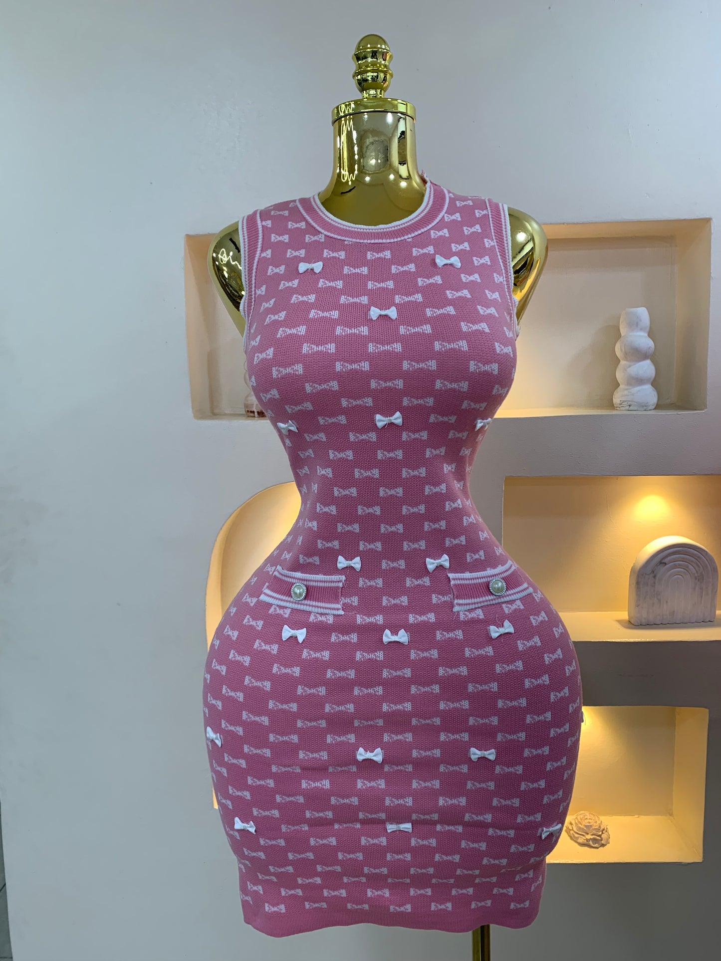Bow Sleeveless Dress MW1004