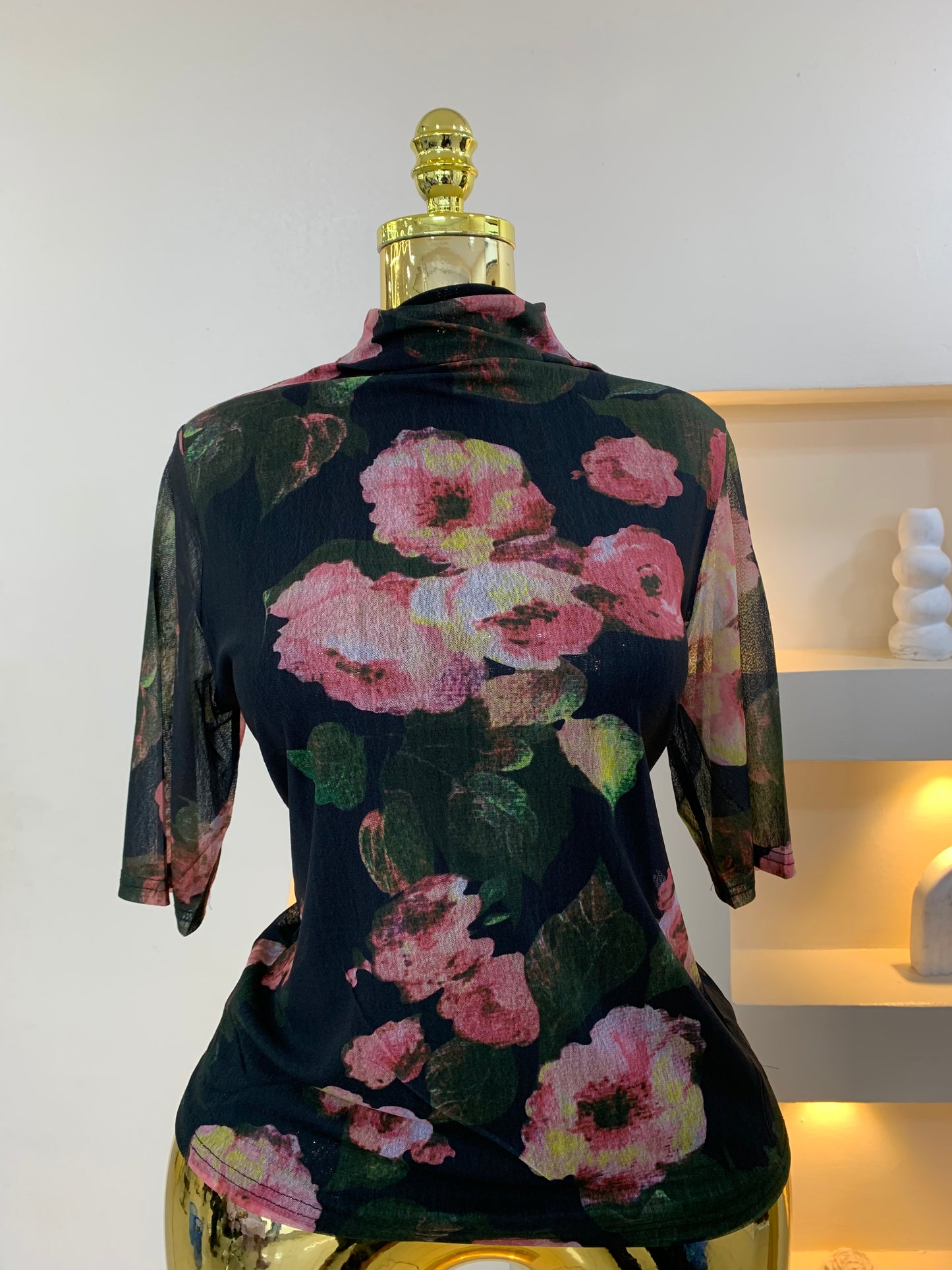 Flower Print Mesh Top