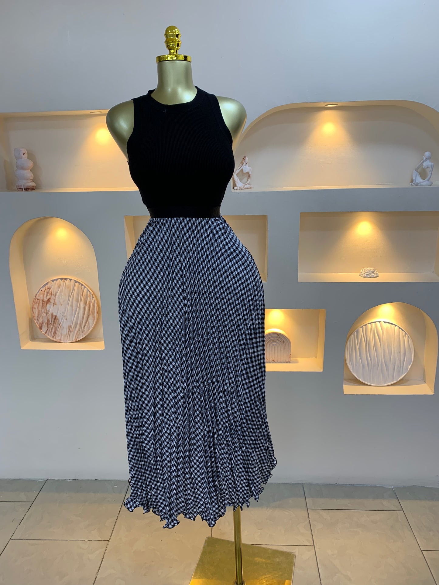 Checkers Pleated Skirt 3020 Tmf031