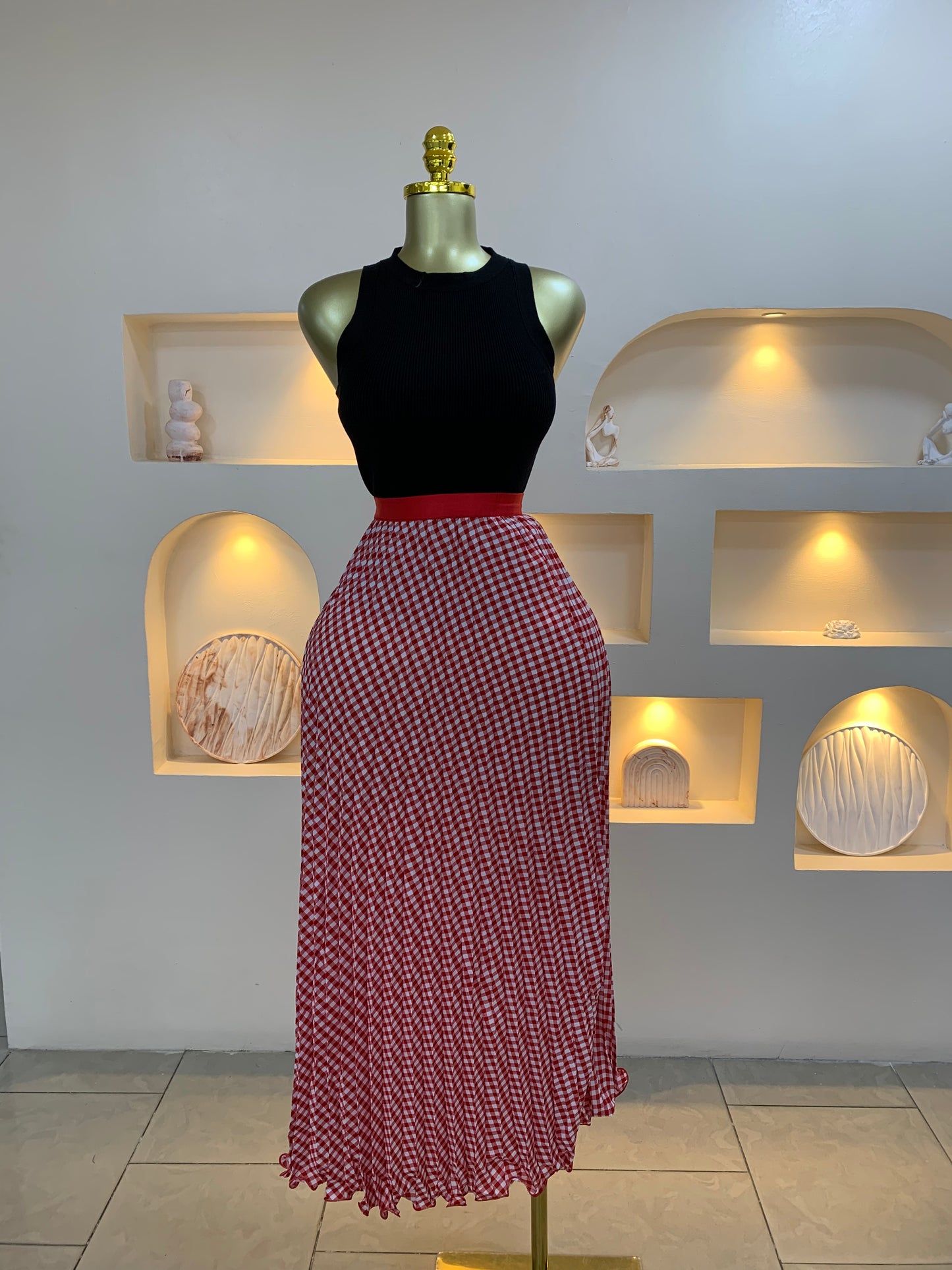 Checkers Pleated Skirt 3020 Tmf031