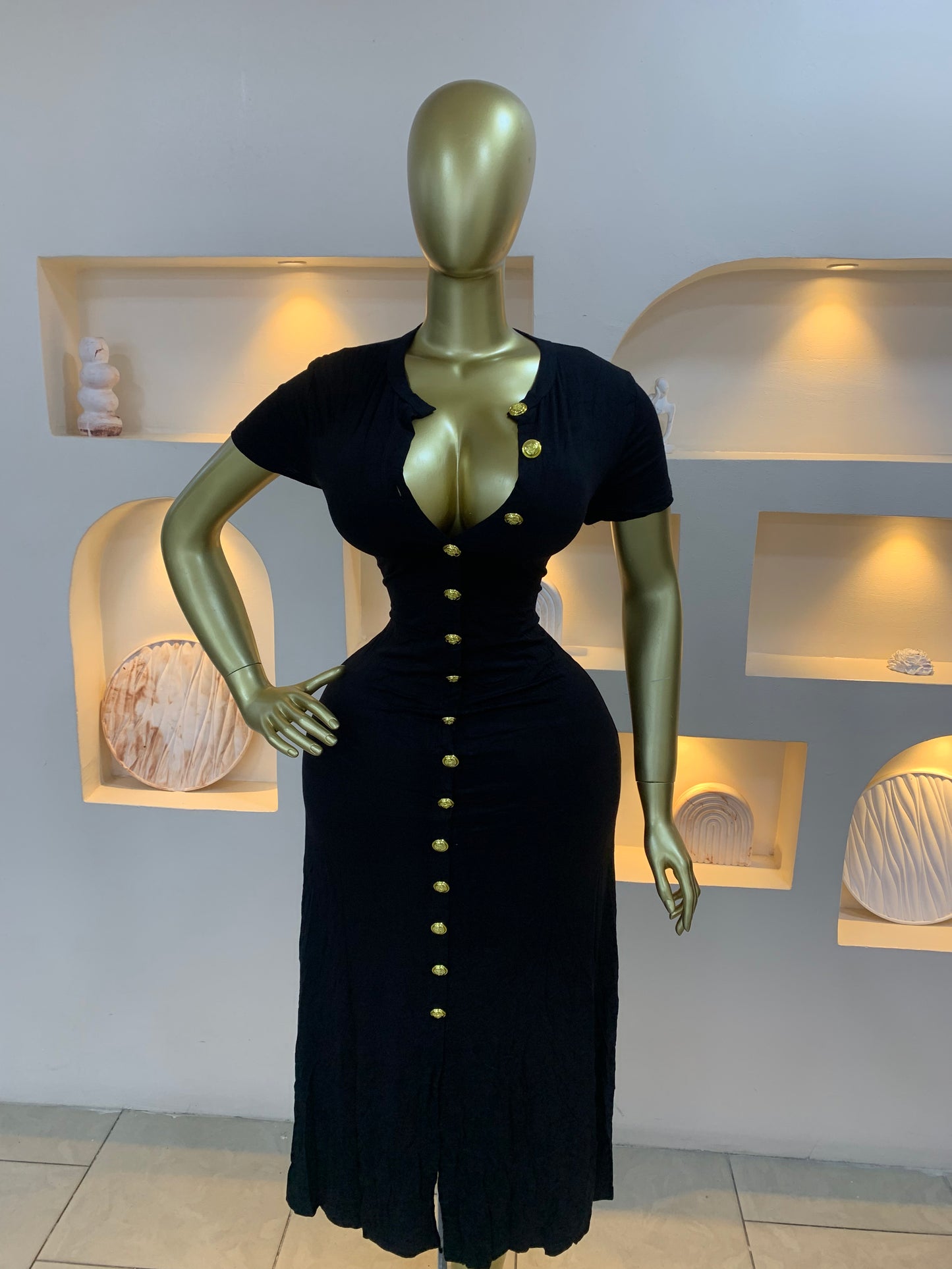 Gold Button dress MW127