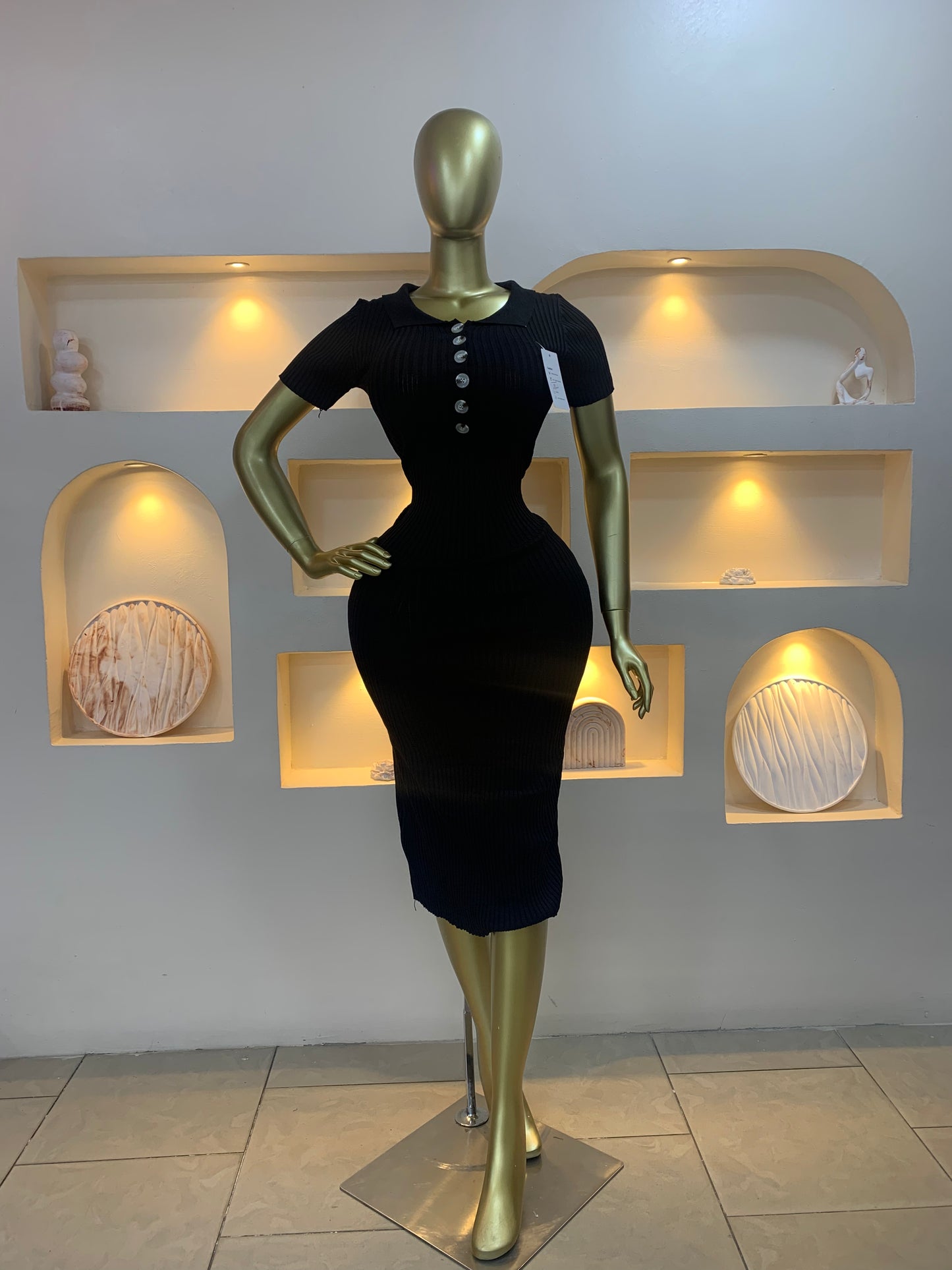 Plastic Button Collar Dress single 100