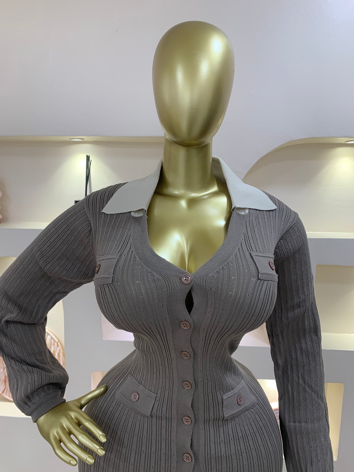 Hole collar dress TMF013