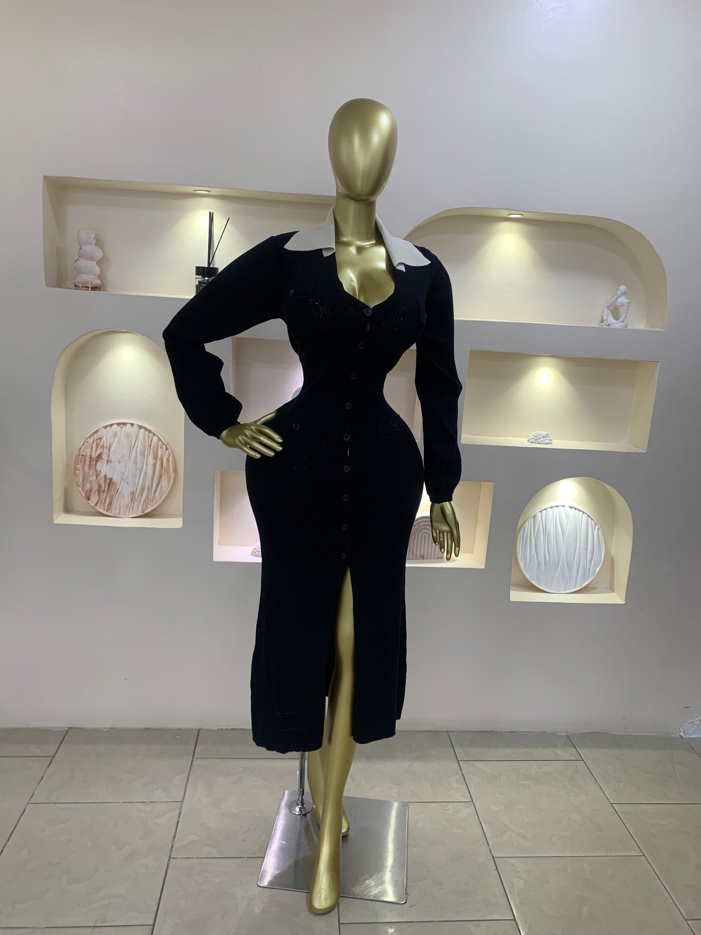 Hole collar dress TMF013