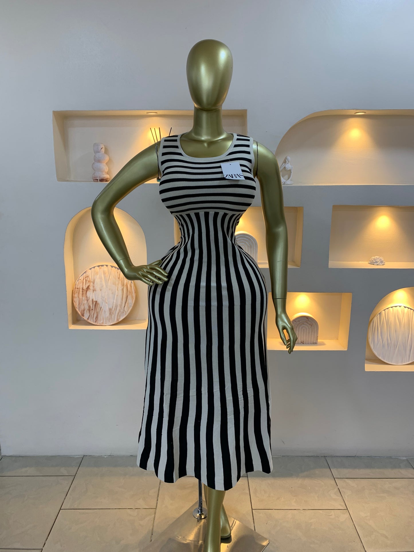 Knitted Stripe Sleeveless Dress MW190