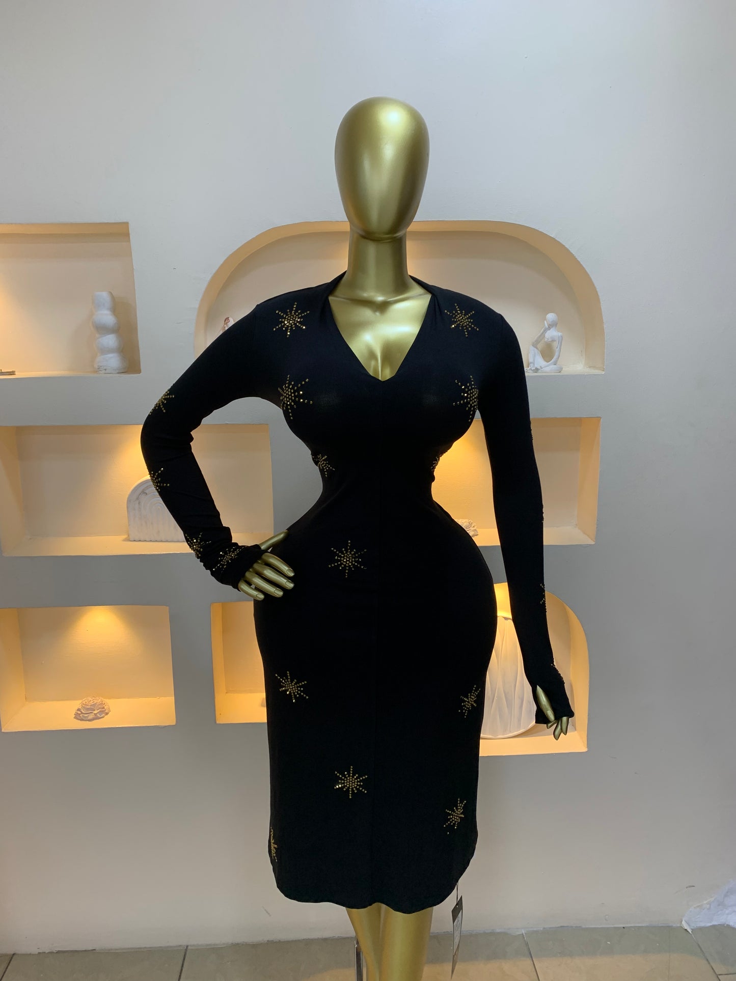 Gold Star Stone Dress Tmf051