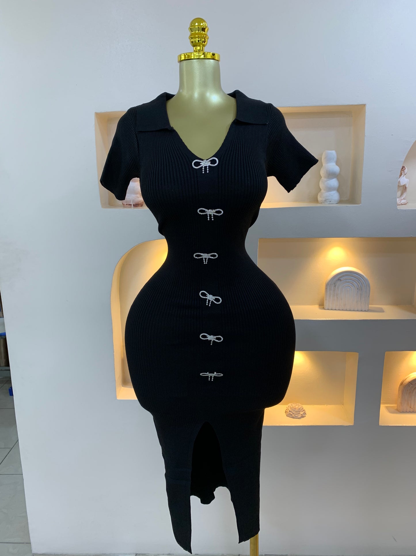 Silver Bow Brooch Dress ZT601