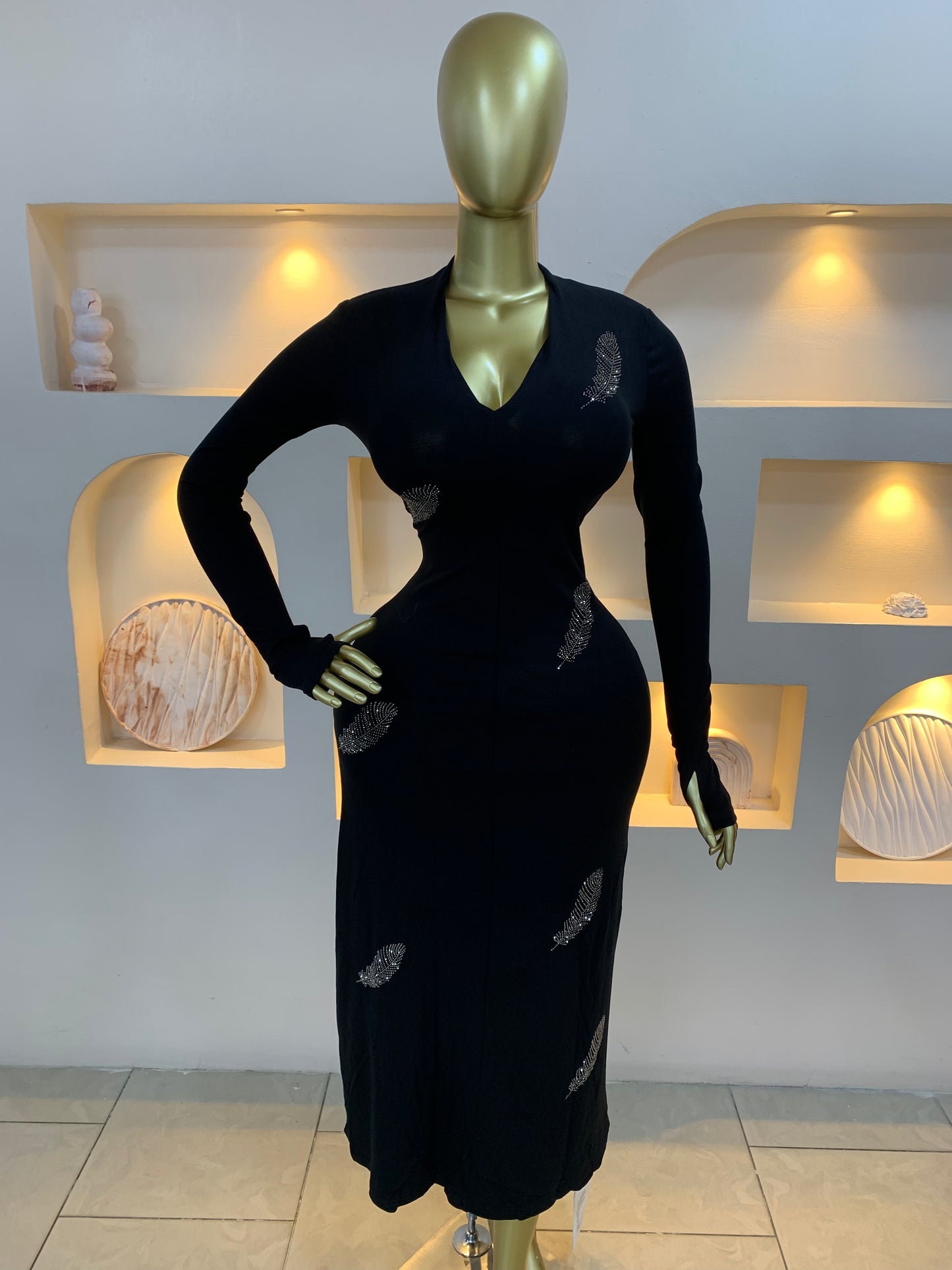 Leaf Stone Bodycon Dress MW123