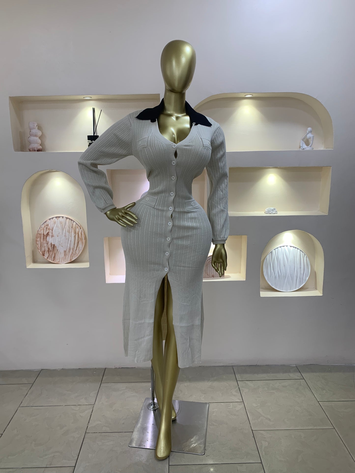 Hole collar dress TMF013